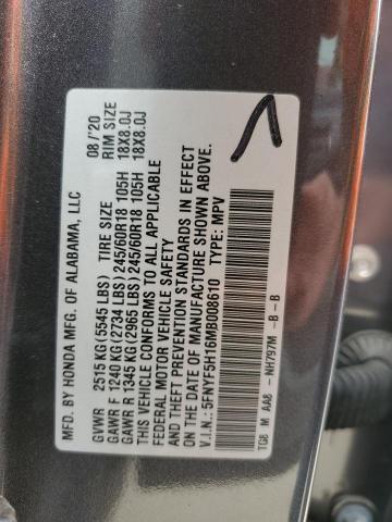 5FNYF5H16MB008610 2021 HONDA PILOT