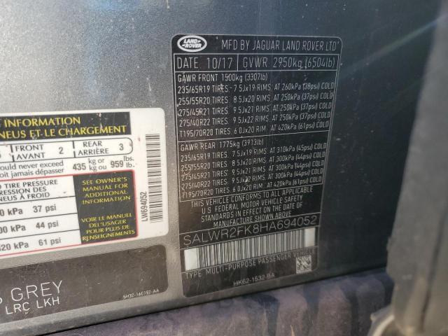 2017 LAND ROVER RANGE ROVE - SALWR2FK8HA694052