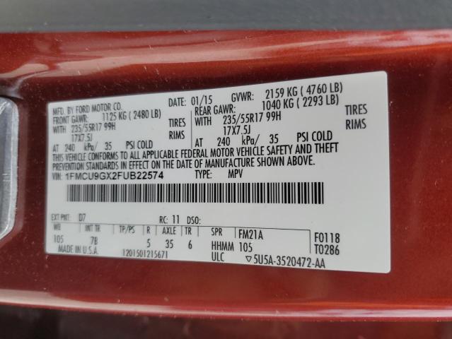 2015 FORD ESCAPE SE - 1FMCU9GX2FUB22574