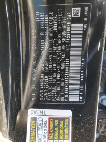 2019 HONDA CLARITY TO JHMZC5F32KC001311