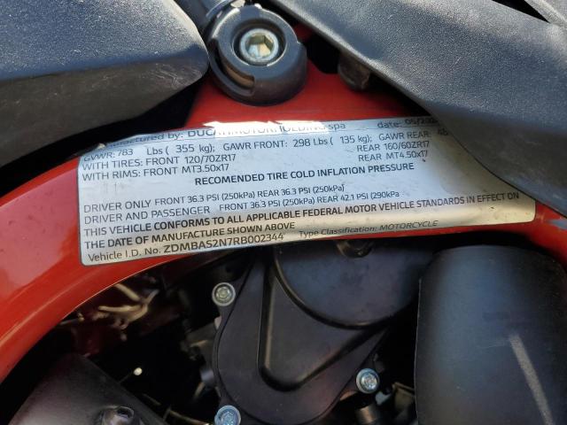 2024 DUCATI HYPERMOTAR ZDMBAS2N7RB002344