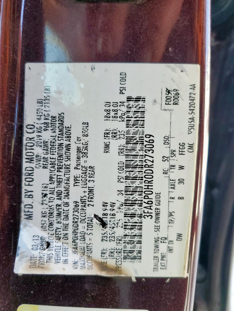 2013 FORD FUSION SE - 3FA6P0HR0DR273069