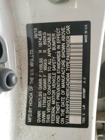 2019 HONDA CIVIC EX - SHHFK7H60KU424044