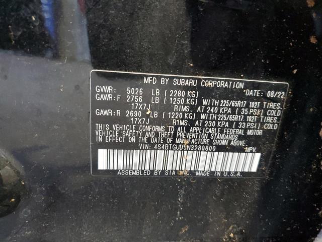 2022 SUBARU OUTBACK WI 4S4BTGUD5N3280800