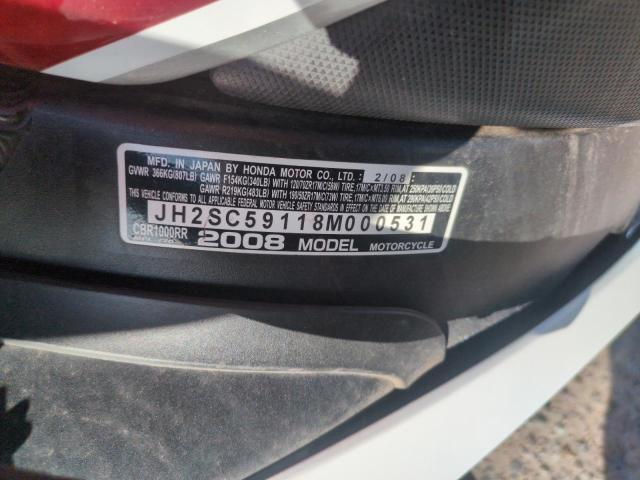 2008 HONDA CBR1000 RR JH2SC59118M000531