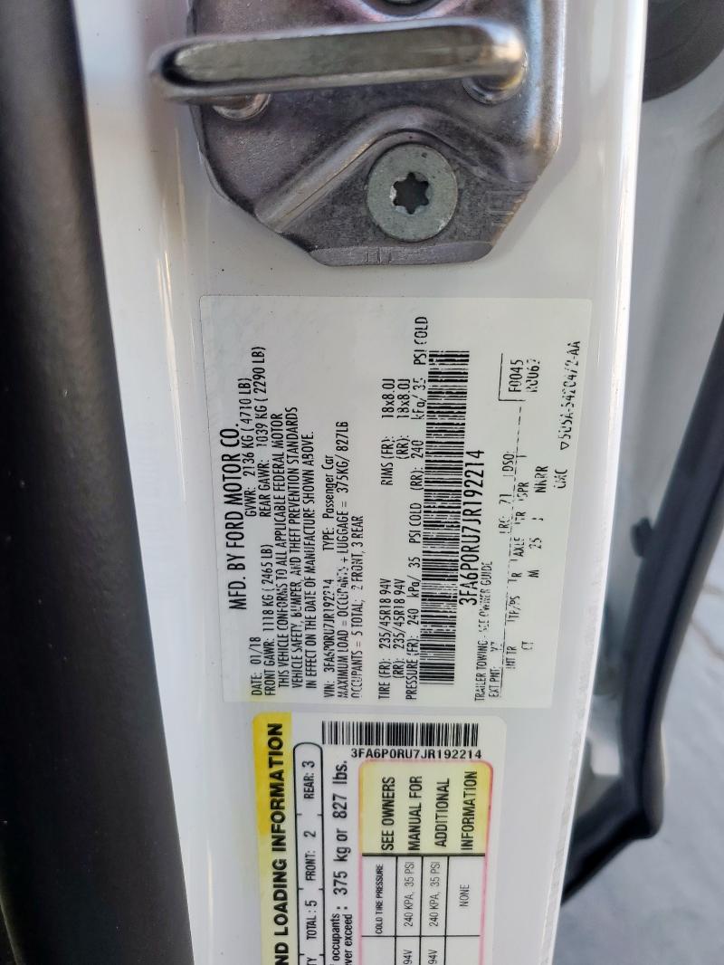 2018 FORD FUSION TIT - 3FA6P0RU7JR192214