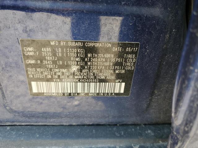 2017 SUBARU OUTBACK 2. 4S4BSANC4H3409863