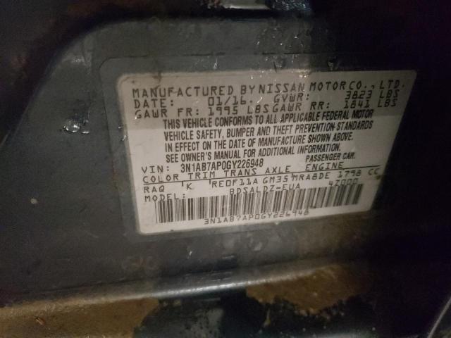 2016 NISSAN SENTRA S - 3N1AB7AP0GY226948