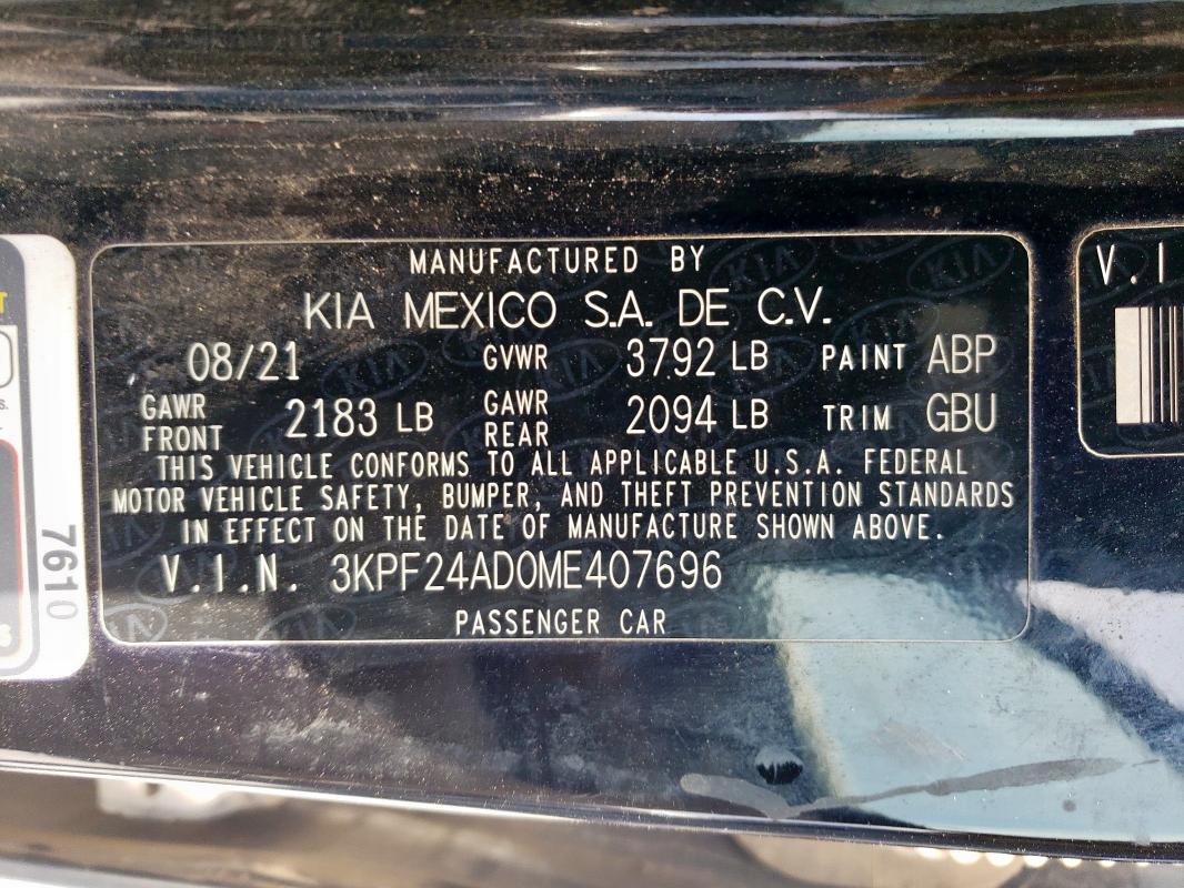 2021 KIA FORTE FE - 3KPF24AD0ME407696