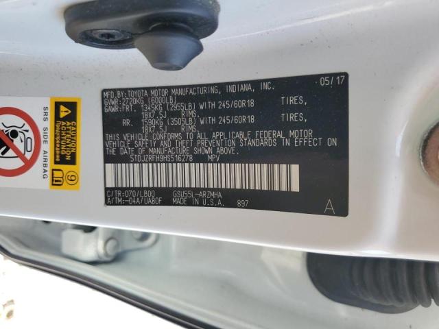 2017 TOYOTA HIGHLANDER - 5TDJZRFH9HS516278