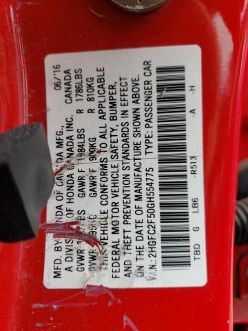 2016 HONDA CIVIC LX 2HGFC2F50GH554775