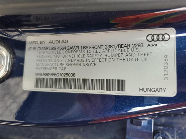 2016 AUDI A3 PREMIUM WAUB8GFF6G1025038