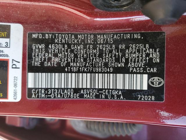 2015 TOYOTA CAMRY LE 4T1BF1FK7FU983049