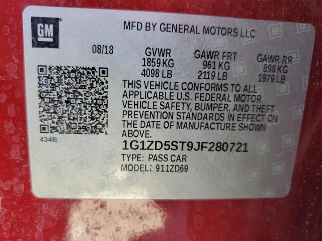 2018 CHEVROLET MALIBU LT - 1G1ZD5ST9JF280721