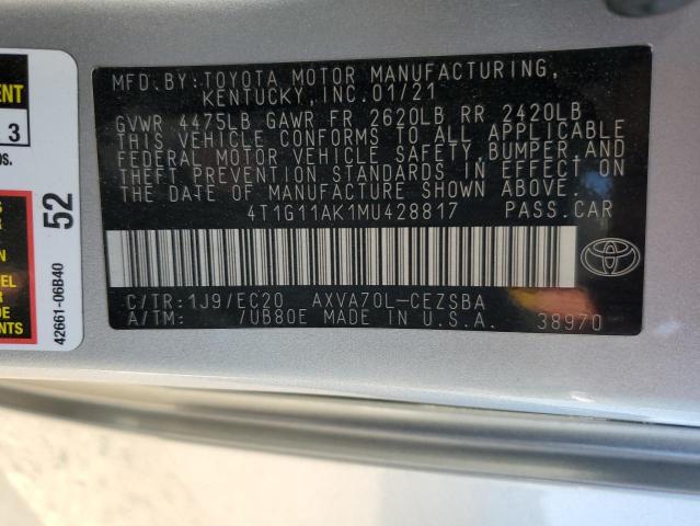 2021 TOYOTA CAMRY SE - 4T1G11AK1MU428817