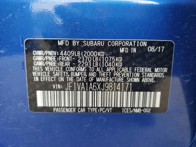 2018 SUBARU WRX JF1VA1A6XJ9814171