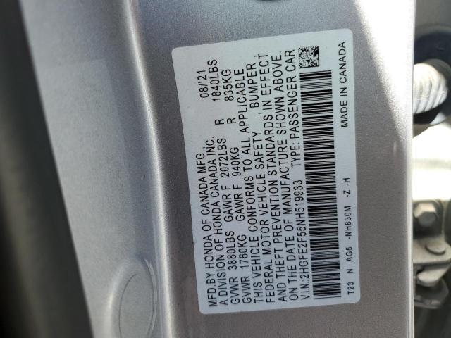 2022 HONDA CIVIC SPOR - 2HGFE2F55NH519933