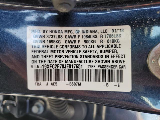 2018 HONDA CIVIC EX 19XFC2F70JE017651