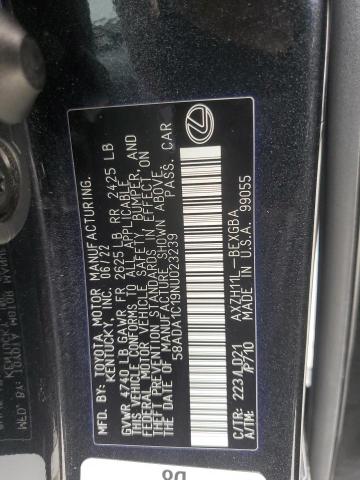 2022 LEXUS ES 300H BA 58ADA1C19NU023239