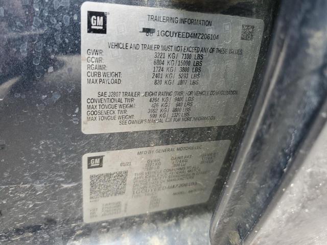 2021 CHEVROLET SILVERADO - 1GCUYEED4MZ206104