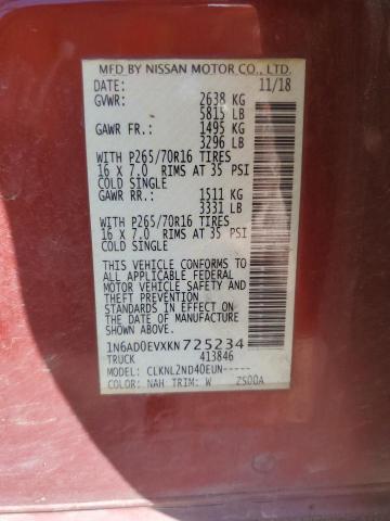 1N6AD0EVXKN725234 2019 NISSAN FRONTIER