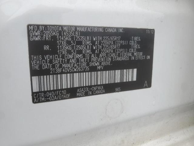 2012 TOYOTA RAV4 - 2T3BF4DV5CW263735