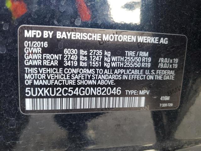 2016 BMW X6 XDRIVE3 5UXKU2C54G0N82046