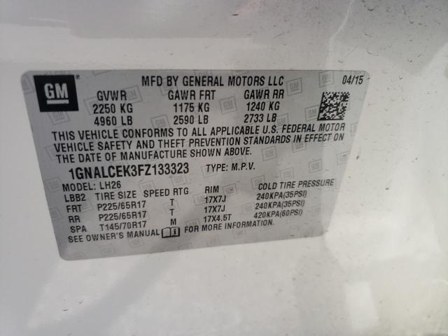 2015 CHEVROLET EQUINOX LT - 1GNALCEK3FZ133323