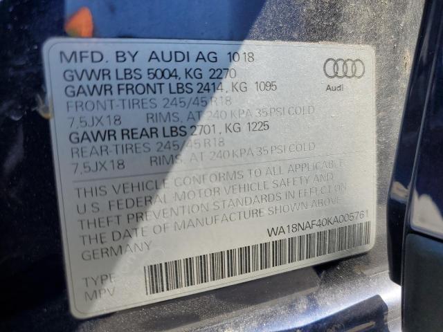 2019 AUDI A4 ALLROAD WA18NAF40KA005761