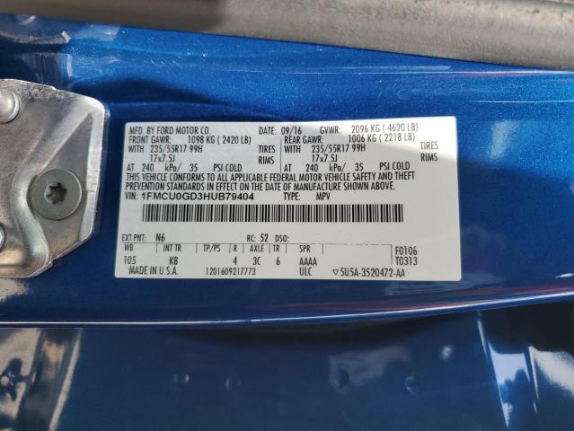 2017 FORD ESCAPE SE - 1FMCU0GD3HUB79404