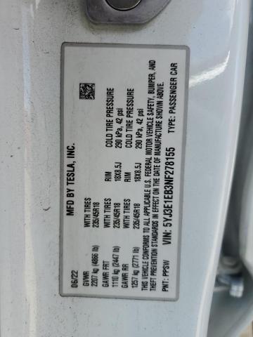 2022 TESLA MODEL 3 - 5YJ3E1EB3NF278155