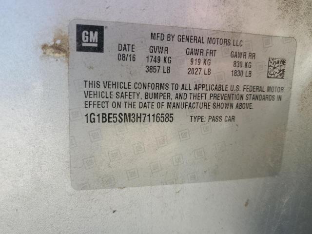 2017 CHEVROLET CRUZE LT - 1G1BE5SM3H7116585