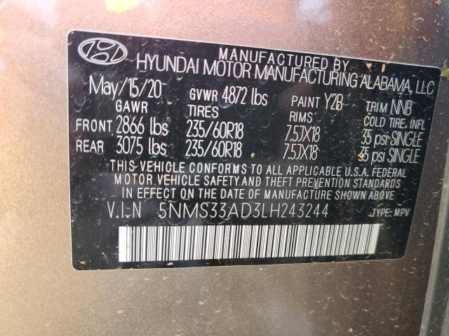 2020 HYUNDAI SANTA FE S - 5NMS33AD3LH243244