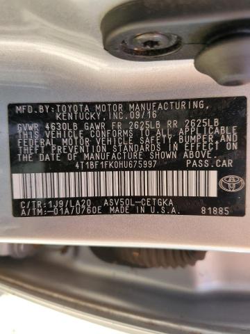 2017 TOYOTA CAMRY LE - 4T1BF1FK0HU675997