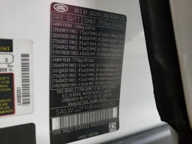 2017 LAND ROVER RANGE ROVE - SALWG2FK8HA685261