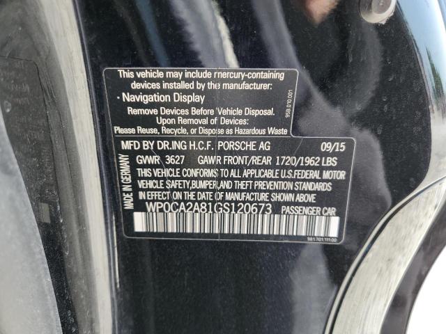 2016 PORSCHE BOXSTER WP0CA2A81GS120673