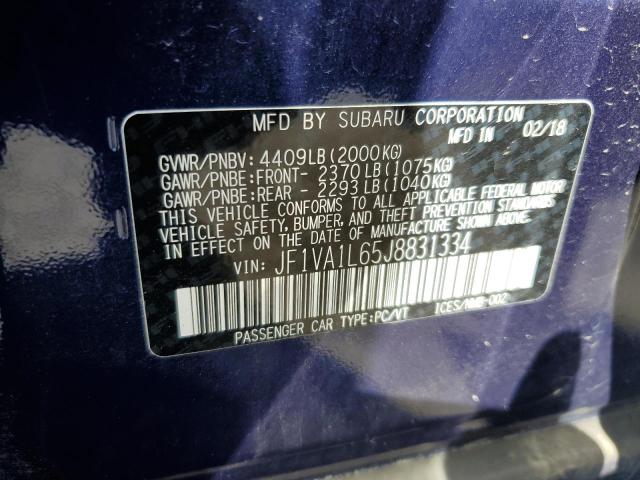 2018 SUBARU WRX LIMITE JF1VA1L65J8831334