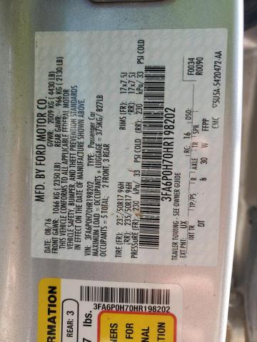 2017 FORD FUSION SE - 3FA6P0H70HR198202