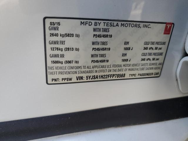 2015 TESLA MODEL S 85 5YJSA1H22FFP78568