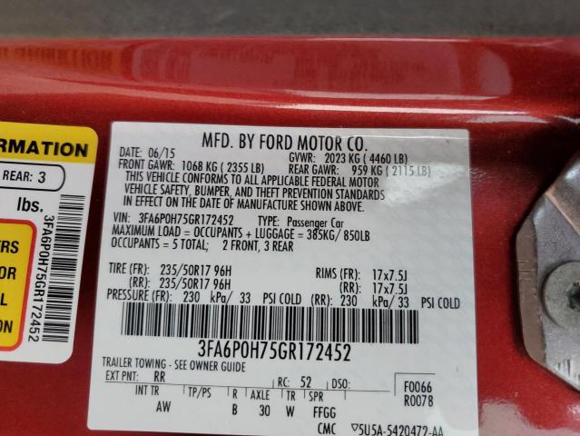 2016 FORD FUSION SE - 3FA6P0H75GR172452