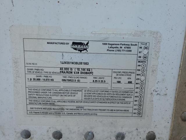 2008 WABASH TRAILER #3155600334