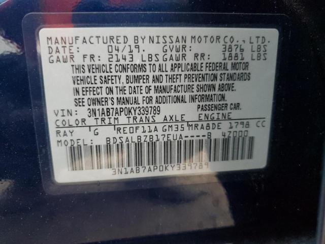 2019 NISSAN SENTRA S - 3N1AB7AP0KY339789