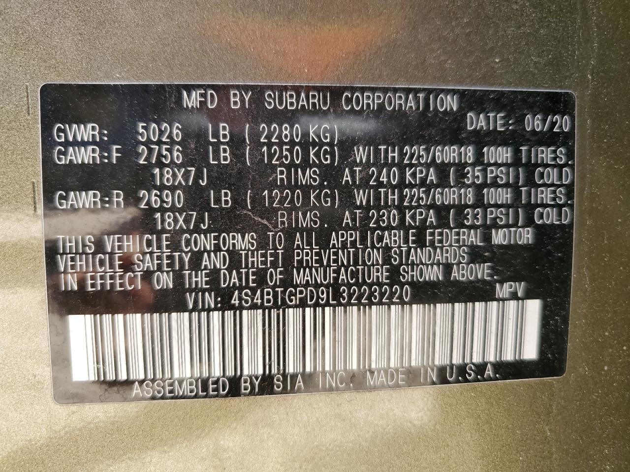 SUBARU OUTBACK TOURING LDL