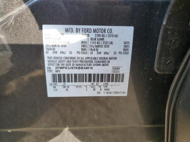 2019 FORD EDGE SEL 2FMPK3J97KBB34816