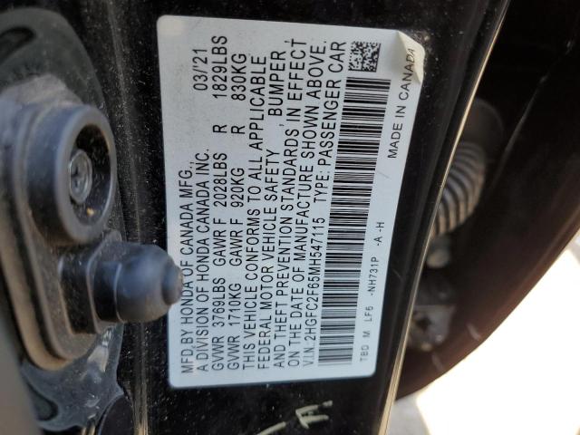 2021 HONDA CIVIC LX 2HGFC2F65MH547115