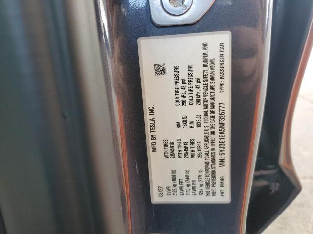 2022 TESLA MODEL 3 - 5YJ3E1EA5NF326777