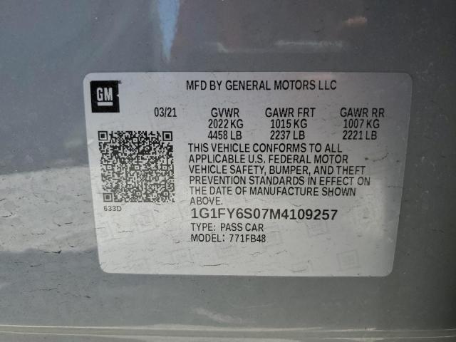 2021 CHEVROLET BOLT EV LT 1G1FY6S07M4109257