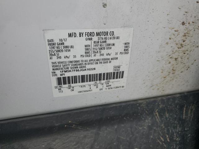2018 FORD EXPLORER L - 1FM5K7F86JGA16228
