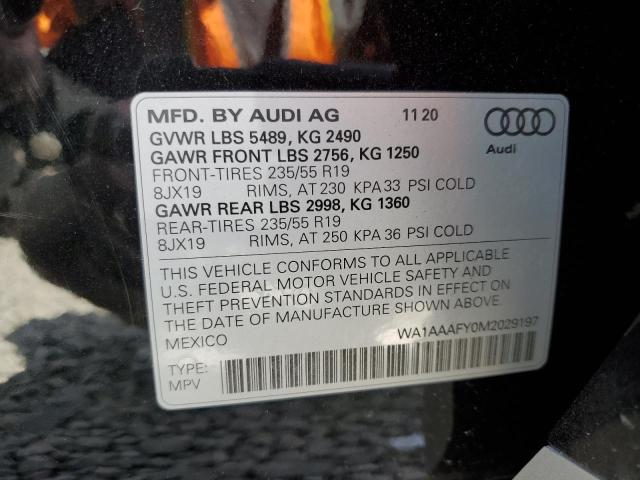 2021 AUDI Q5 PREMIUM WA1AAAFY0M2029197