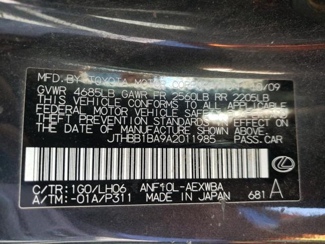 2010 LEXUS HS 250H - JTHBB1BA9A2011985